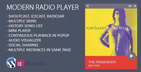 Modern Radio Player Elementor Widget - CodeCanyon Item for Sale