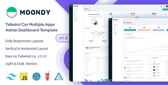 Moondy - Tailwind CSS Admin Dashboard Template - CodeCanyon Item for Sale