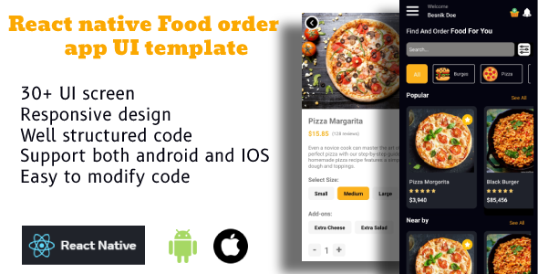 Food order app UI template React native - CodeCanyon Item for Sale
