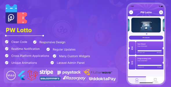 PW Lotto - Complete Flutter Lottery Application With Laravel Admin - CodeCanyon Item for Sale