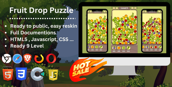 Fruit Drop Puzzle Construct 3 - HTML5 - CodeCanyon Item for Sale