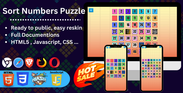 Sort Numbers Puzzle Html 5 Game - CodeCanyon Item for Sale