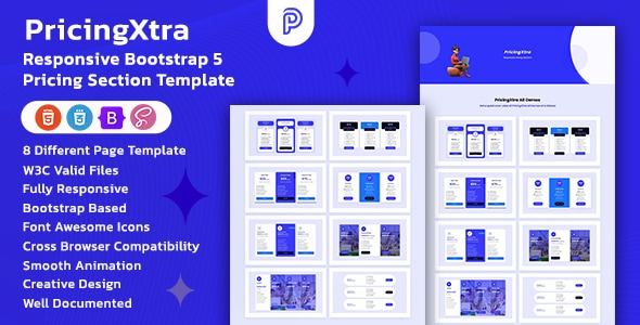 PricingXtra - Bootstrap 5 Pricing Table Section Template - CodeCanyon Item for Sale
