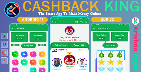 CashBack King – Web Visit, App Install, Captcha Game, Casino Betting Earning App With Admin Panel - CodeCanyon Item for Sale