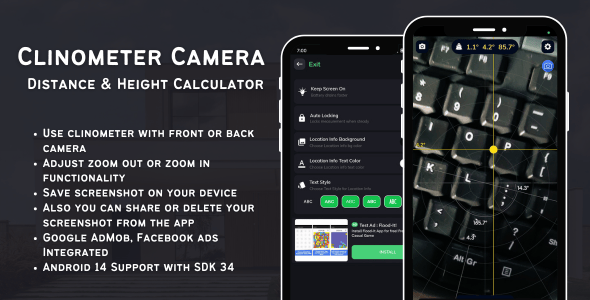 Clinometer Camera Height Calculator with AdMob Ads Android - CodeCanyon Item for Sale