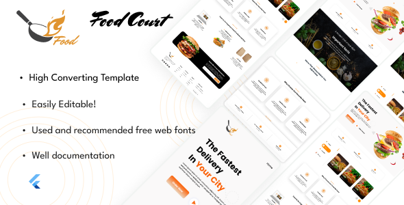 Food Court - Modern Food Ordering Flutter Web Landing Page with App (Android + IOS) - CodeCanyon Item for Sale
