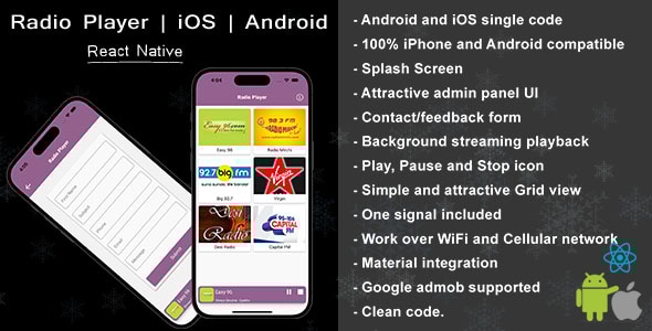 React native Radio player for iOS and android - CodeCanyon Item for Sale