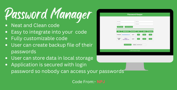 Password Manager (Password Keeper) - CodeCanyon Item for Sale