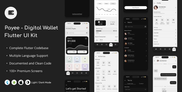 Payee Digital Wallet Flutter App UI Kit - CodeCanyon Item for Sale