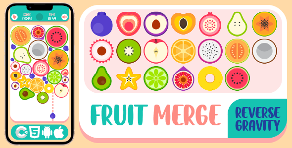 Gravity Fruit Merge - HTML5, Construct 3 - CodeCanyon Item for Sale