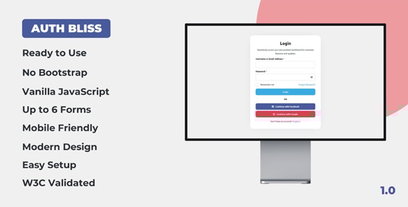 Auth Bliss - CSS Mobile Friendly Auth Forms - CodeCanyon Item for Sale