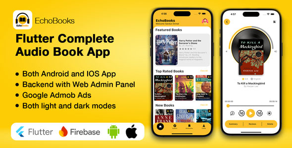 Flutter Audio Book App with Admin Panel - EchoBooks - CodeCanyon Item for Sale