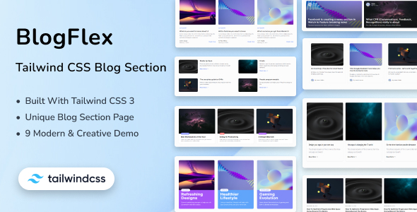 BlogFlex - Tailwind CSS 3 Blog Section - CodeCanyon Item for Sale