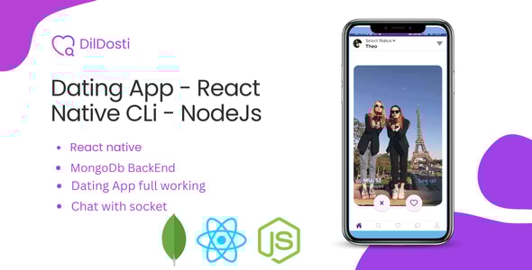 DilDosti Dating App - React Native Cli with NodeJs Server - CodeCanyon Item for Sale