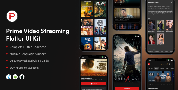 Prime Video Streaming Flutter App UI Kit - CodeCanyon Item for Sale