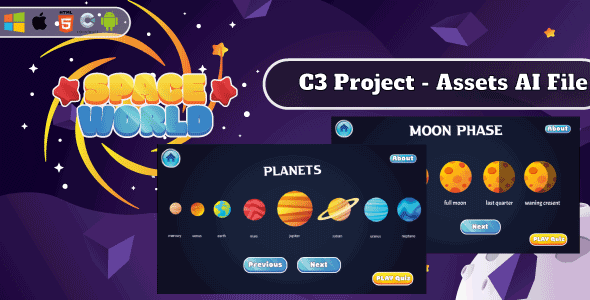 Space World Game- Educational Game - HTML5, Construct 3 - CodeCanyon Item for Sale