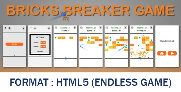 Bricks Breaker (HTML5) Endless Game - CodeCanyon Item for Sale