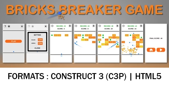 Bricks Breaker Game (Construct 3 | C3P | HTML5) Bricks Blaster Endless Game - CodeCanyon Item for Sale