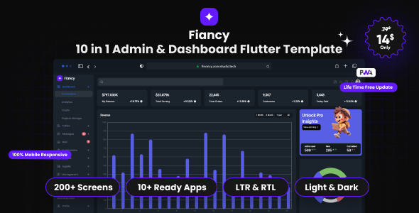 Fiancy - 10 in 1 Admin & Dashboard Flutter Template - Flutter Admin Panel - Flutter Web Responsive - CodeCanyon Item for Sale