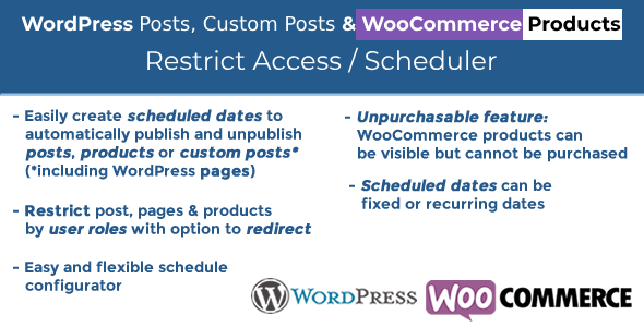 WordPress Posts & WooCommerce Products Scheduler / Restrict Access - CodeCanyon Item for Sale