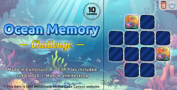 Ocean Memory Challenge - HTML5 Memory game - CodeCanyon Item for Sale