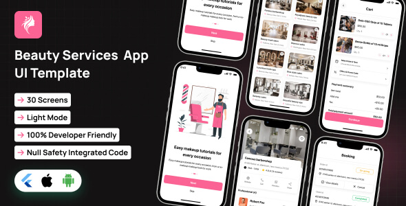 GlowUp app UI Template | Beauty Service app template in Flutter - CodeCanyon Item for Sale