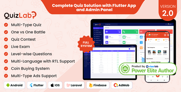 QuizLab - Complete Quiz Solution with Flutter App and Admin Panel - CodeCanyon Item for Sale
