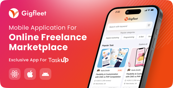 Gigfleet - Cross Platform React Native Mobile APP For Taskup - CodeCanyon Item for Sale