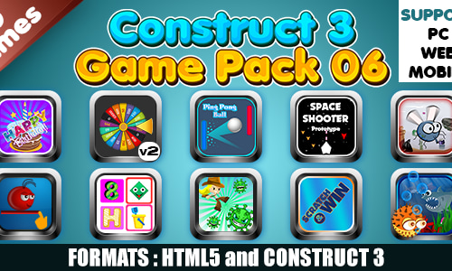 Game Collection 06 (Construct 3 | C3P | HTML5) 10 Games by CGFX-Studio