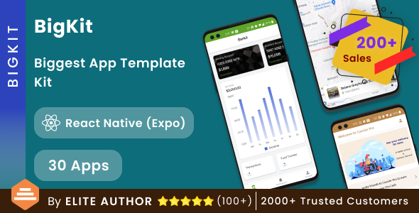 React Native UI KIT | BigKit -Biggest React Native App Template Kit - 30 Apps - CodeCanyon Item for Sale