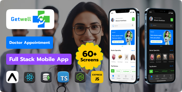 Getwell | Doctor Appointment Full Stack Mobile App Template - CodeCanyon Item for Sale