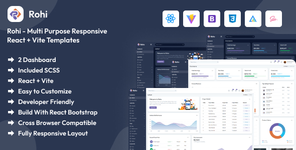 Rohi - Multi Purpose React + Vite admin - CodeCanyon Item for Sale