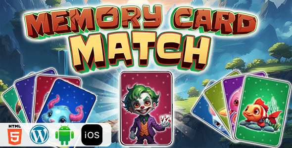 Memory Card Match - HTML5 Construct3 Game - CodeCanyon Item for Sale