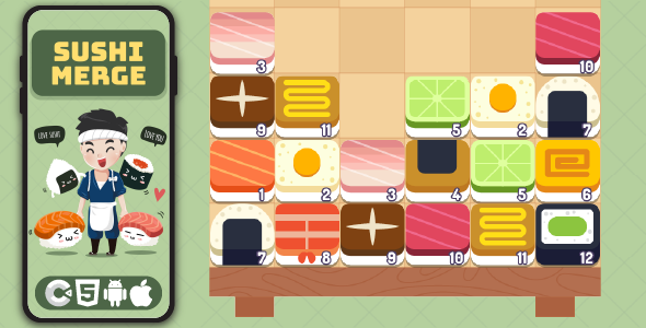 Sushi Merge - HTML5 Game, Construct 3 - CodeCanyon Item for Sale