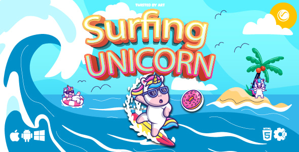 Surfing Unicorn - HTML5 Game Template - CodeCanyon Item for Sale