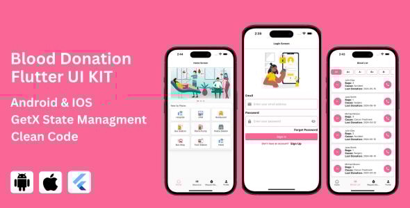 Flutter Blood Donation UI KIT - CodeCanyon Item for Sale