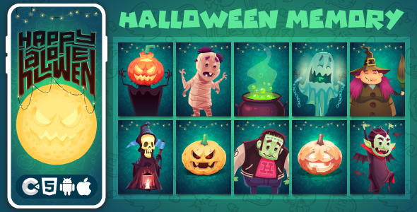 Halloween Memory - HTML5 Game,Construct 3 - CodeCanyon Item for Sale
