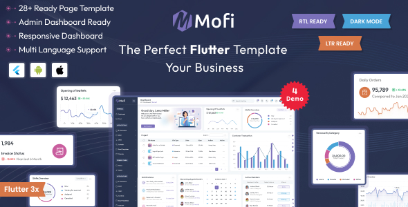 Mofi - Multipurpose Flutter Admin Panel & Dashboard Template | Flutter UI Kit - CodeCanyon Item for Sale
