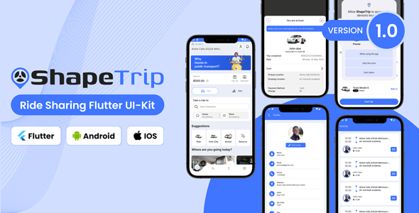 ShapeTrip - Ride Sharing Flutter Ui Kit - CodeCanyon Item for Sale