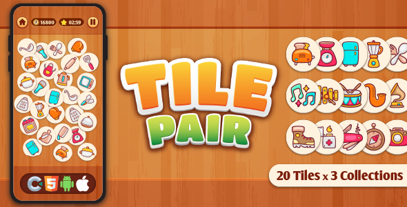 Tile Pair - HTML5 Game, Construct 3 - CodeCanyon Item for Sale