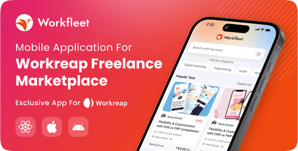 Workfleet - React Native Mobile App for Workreap Theme - CodeCanyon Item for Sale