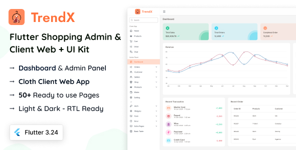 TrendX - Flutter Cloth Admin & Client Web + UI Kit - CodeCanyon Item for Sale