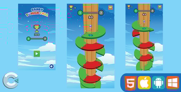 Candy Tower Fall (Construct 3 | HTML5) - CodeCanyon Item for Sale
