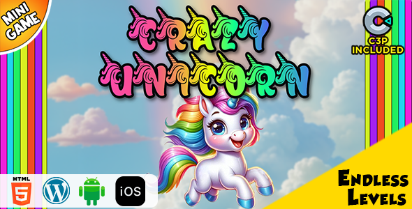 Crazy Unicorn - HTML5 Construct 3 Game - CodeCanyon Item for Sale