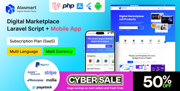 Alasmart - Digital Product Download Marketplace Laravel Script - CodeCanyon Item for Sale