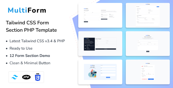 MultiForm - Tailwind CSS Form Section Template - CodeCanyon Item for Sale