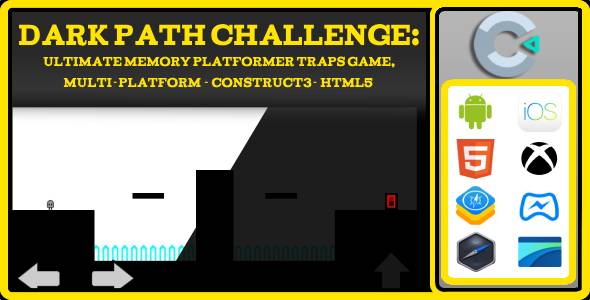 Dark Path Challenge: Ultimate Memory Platformer Traps Game, Multi-Platform - Construct3 - HTML5 - CodeCanyon Item for Sale