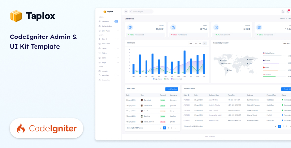 Taplox - CodeIgniter Admin Dashboard and UI Kit Template - CodeCanyon Item for Sale