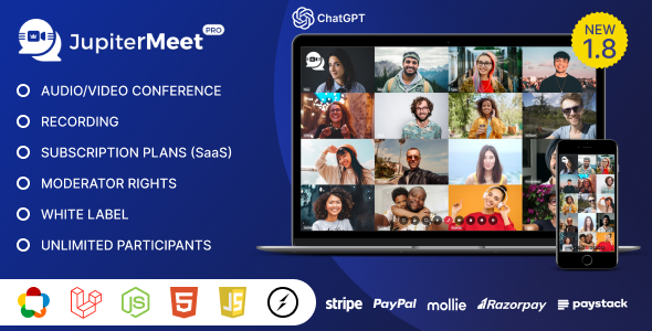 JupiterMeet Pro – White Label Video Conference with ChatGPT & SaaS
