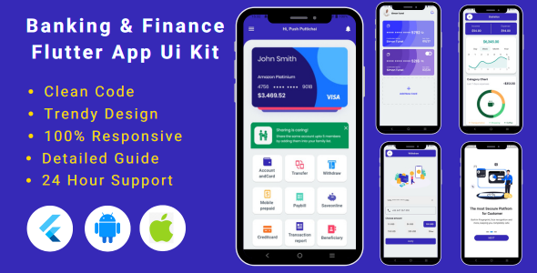 Banking & Finance Flutter App Template UI Kit | Digital Bank UI Kit ...